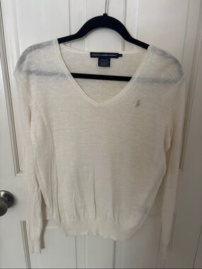 Ralph Lauren Lightweight V-Neck Sweater in Ivory